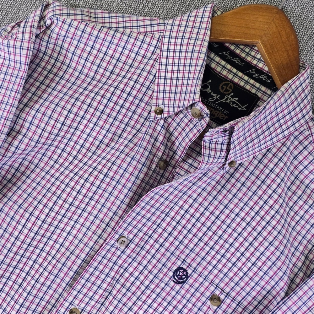 Wrangler George Strait Mens Large Button Up Shirt Plaid Multi Color Cotton Blend